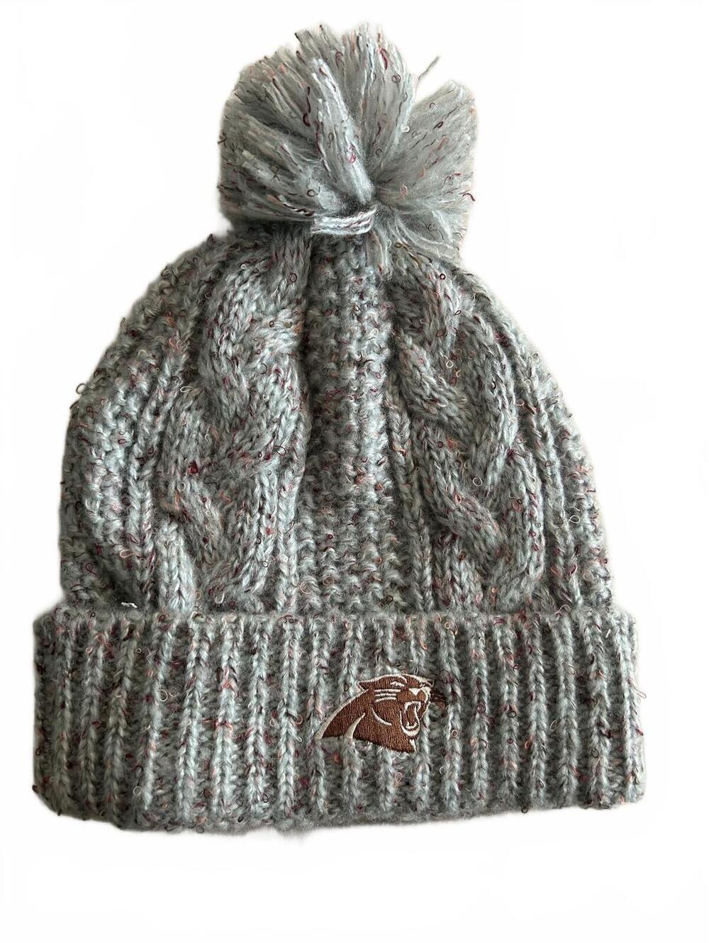 Carolina Panthers Gray Knit Pom-Pom Beanie Hat